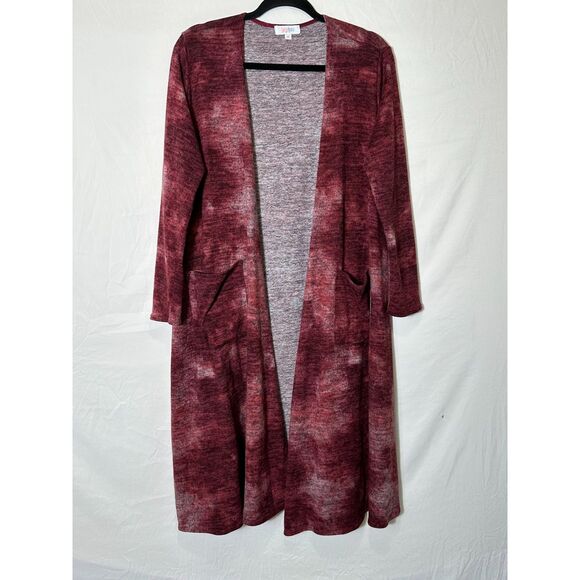 LuLaRoe Sweaters - LuLaRoe Women's Cranberry Marled Open Duster With Pockets Size M Stretch